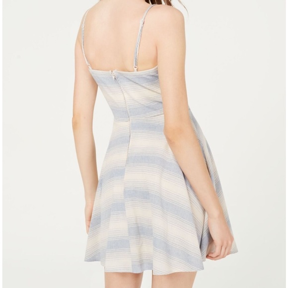 Trixxi Junior Blue Striped Cinch Front A Line Dress - Picture 2 of 9